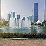 Water fountain in a park in Shanghai, China