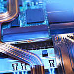 Close up of a laptop mother board