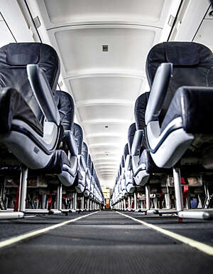 Empty aircraft seats.