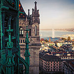 Aerial view of blocks of flats in Geneva, Switzerland